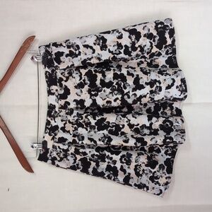 Joe B Black White Print Circle Skirt Mini Length Elastic Waist Size Extra Large